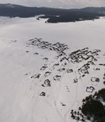 Karla kaplı menderesler dronla görüntülendi