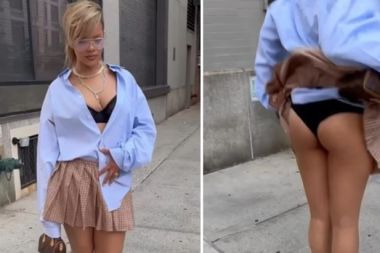 Rihanna iç çamaşırını gösterdi