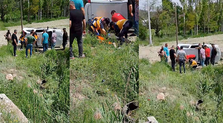 Şarampole devrilen otomobilin sürücüsü ağır yaralandı