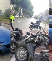 1 aracı ve 6 motosikleti hurdaya çevirdi