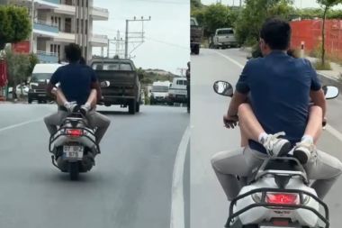 Kucağında yolcu taşıyan motosikletliye ağır ceza