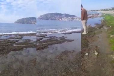 Alanya’da deniz çekilmesi, panik yarattı