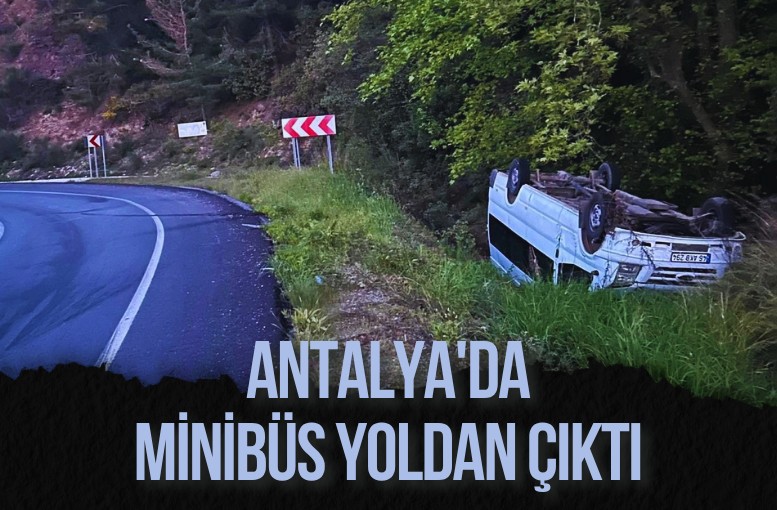 Antalya'da minibüs yoldan çıktı