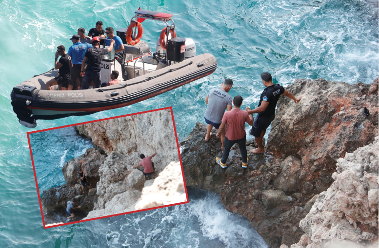 Antalya'da falezlerden atılan fotoğraf ekipleri alarma geçirdi