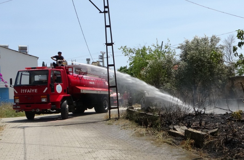 Manavgat’ta araçtan atılan sigara izmariti yangına neden oldu