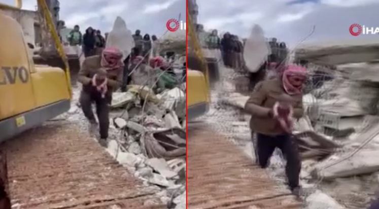 Suriye’de enkaz altında doğum yaptı