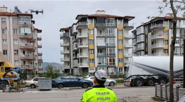 Drone destekli trafik denetiminde 7 araca idari para cezası